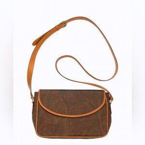 Etro Vintage Paisley Print Vintage Shoulder Bag with Leather Trim